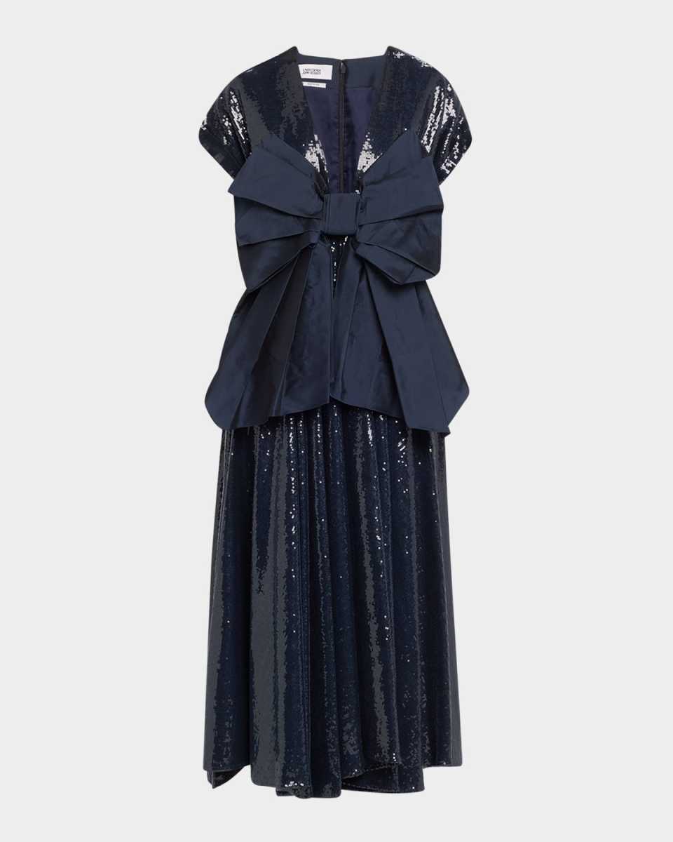 Sequined Crushed Bow Dress